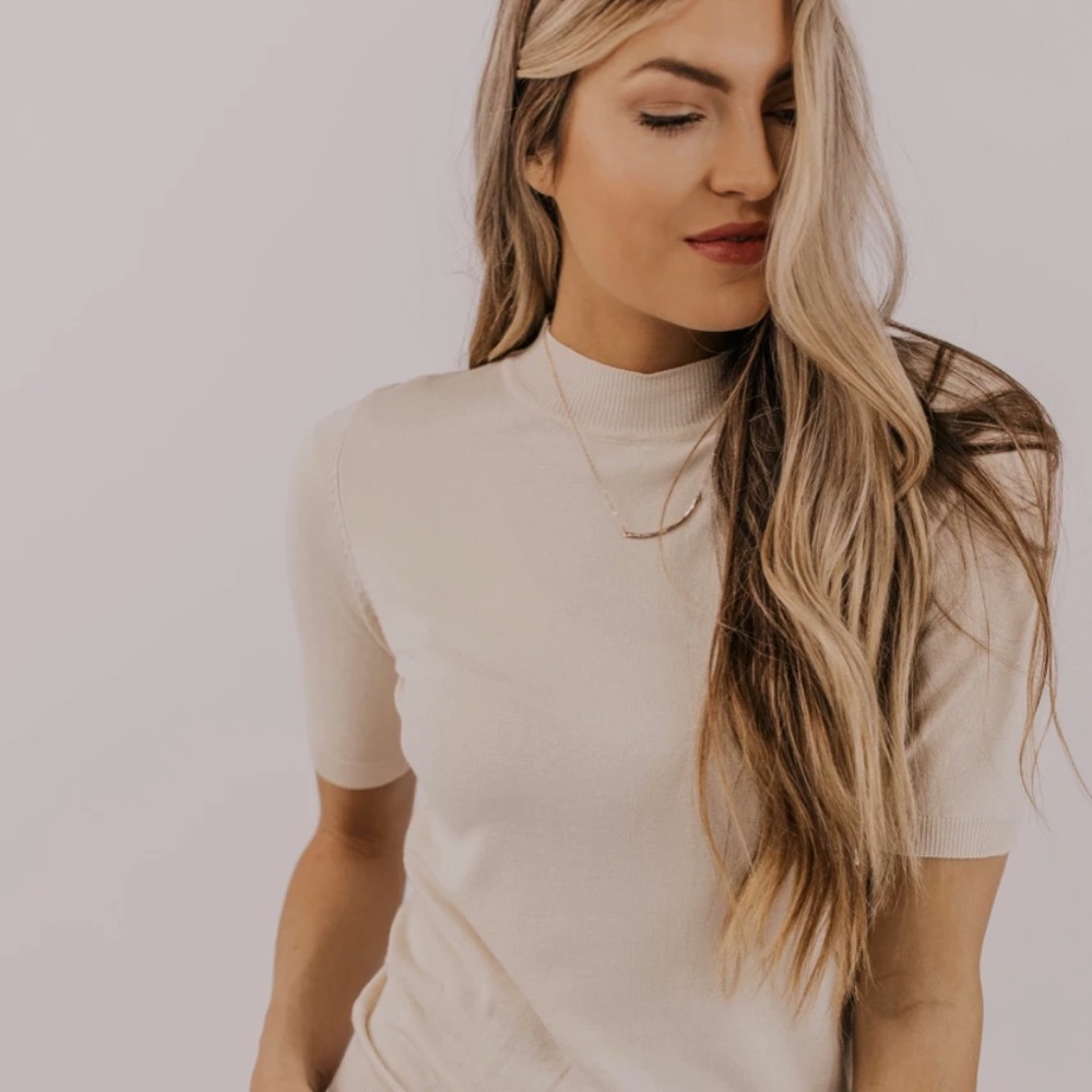 Viola Knit Top (cream mock neck sweater)